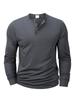 Camiseta de Manga Larga para Hombre Ajustada Camiseta Interior Tops de Fitness Camisetas Camisa Henley con Botones Camiseta Casual Acogedora
