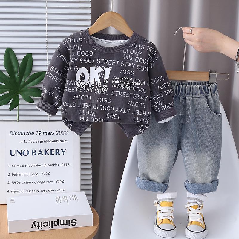 Jungen Allover-Print Langarm Rundhals Zweiteiler - Herbst/Frühling 2025