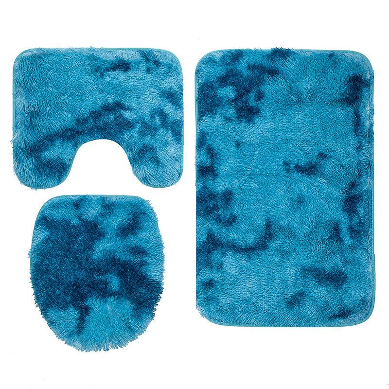 3Pcs/Set Tie-Dye Bathroom Mat Set Colorful Non-slip Bath WC Carpets Rectangle U-shape Bathroom Toilet Rugs and Lid Cover Kit