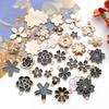 "Set of 30 Black Flower DIY Korean Jewelry: K-Gold Oil Drop Alloy Pendants for Earrings & Bracelets"