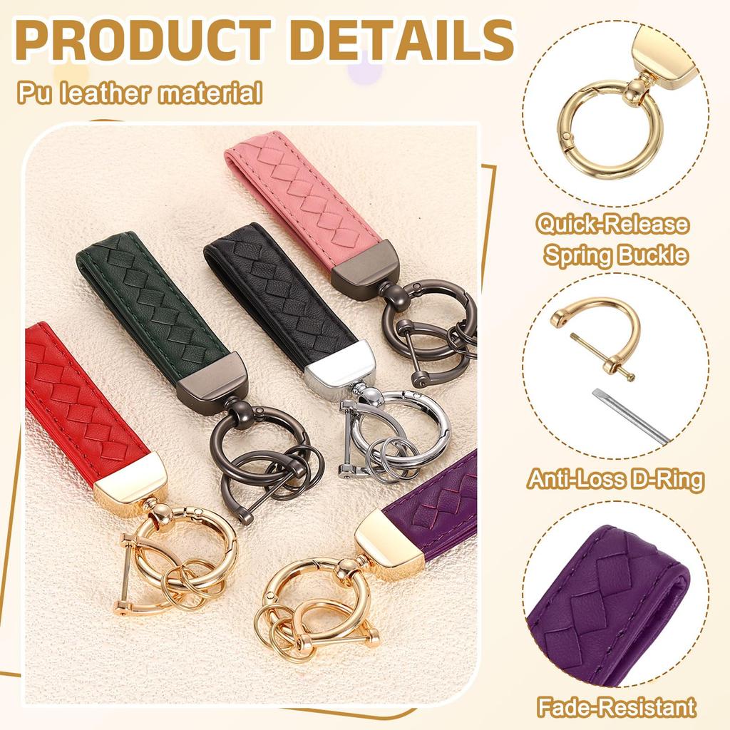 Leather Car Keychain with Universal Key Keyring with Purple [uxcell] D-ring, Chain, Hardware, Unisex,