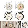 Double Side Wall Clock Non Ticking 12 Hours Display Battery Operated Round for Bathroom Indoor Outdoor Garden Hallway Balcony