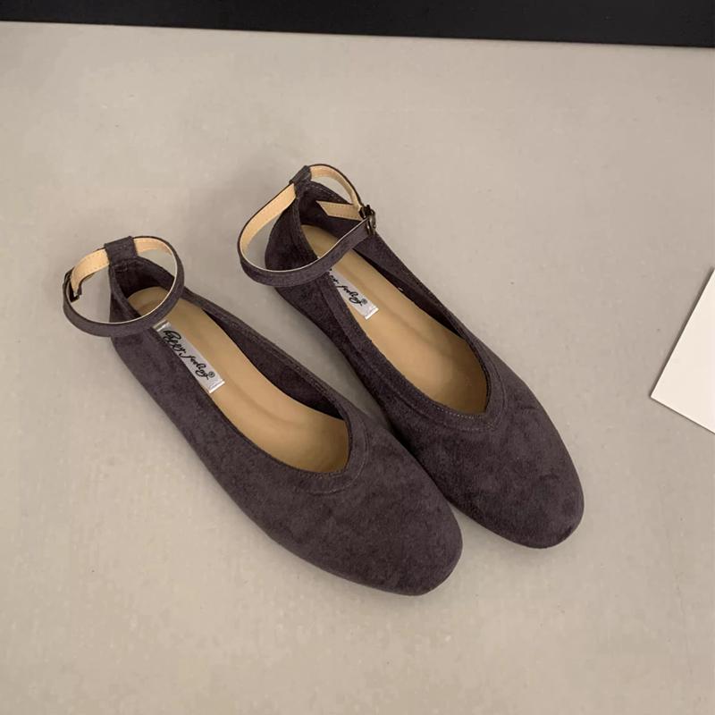 Fashion SUOJIALUN 2025 Autumn New Women Flat Shoes Fashion Round Toe Ankle Starp Ladies Mary Jane Shoes Soft Flat Heel Dress Boat Shoes