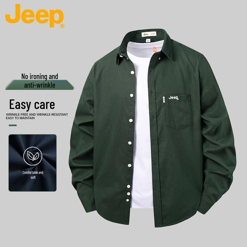 JEEP Unisex Retro Solid Color Long Sleeve Casual Shirt