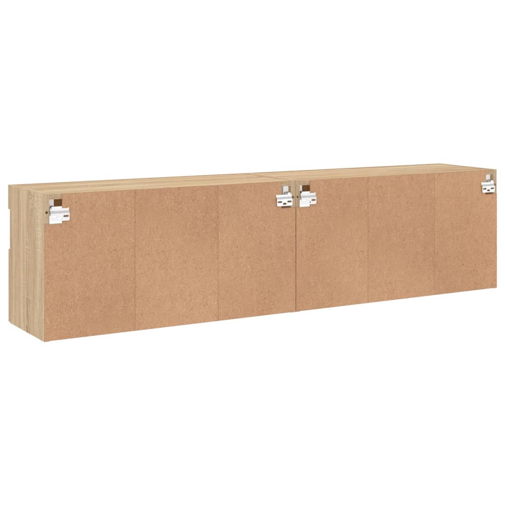 Wall Mounted TV Cabinets with LED Lights 2 pcs Sonoma Oak 80 x 30 x 40 cm