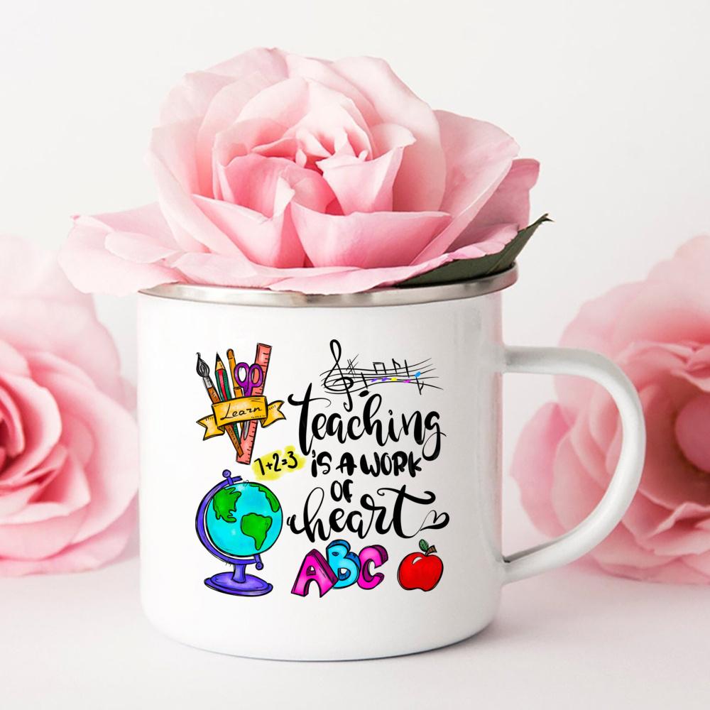 Lehren ist eine Herzensangelegenheit Bedruckte Emailletasse Friends Originaltassen Kaffeetassen zum Sublimieren Edelstahlbecher Trinkgeschirr Cupshe Bar