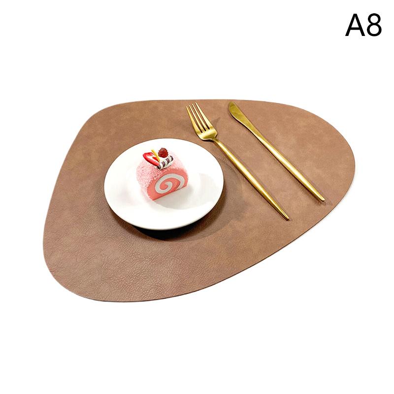 Suport de masă din piele PU în formă de lacrimă, cu textură imitație piele de vacă, față-verso, impermeabil, protector de masă pentru suport de masă elegant
