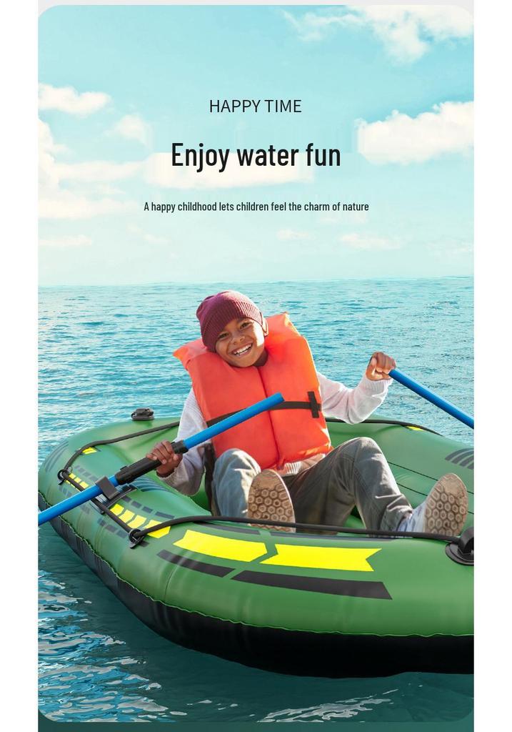 Thickened Military Green 2/3-Person Inflatable Kayak & Fishing Raft
