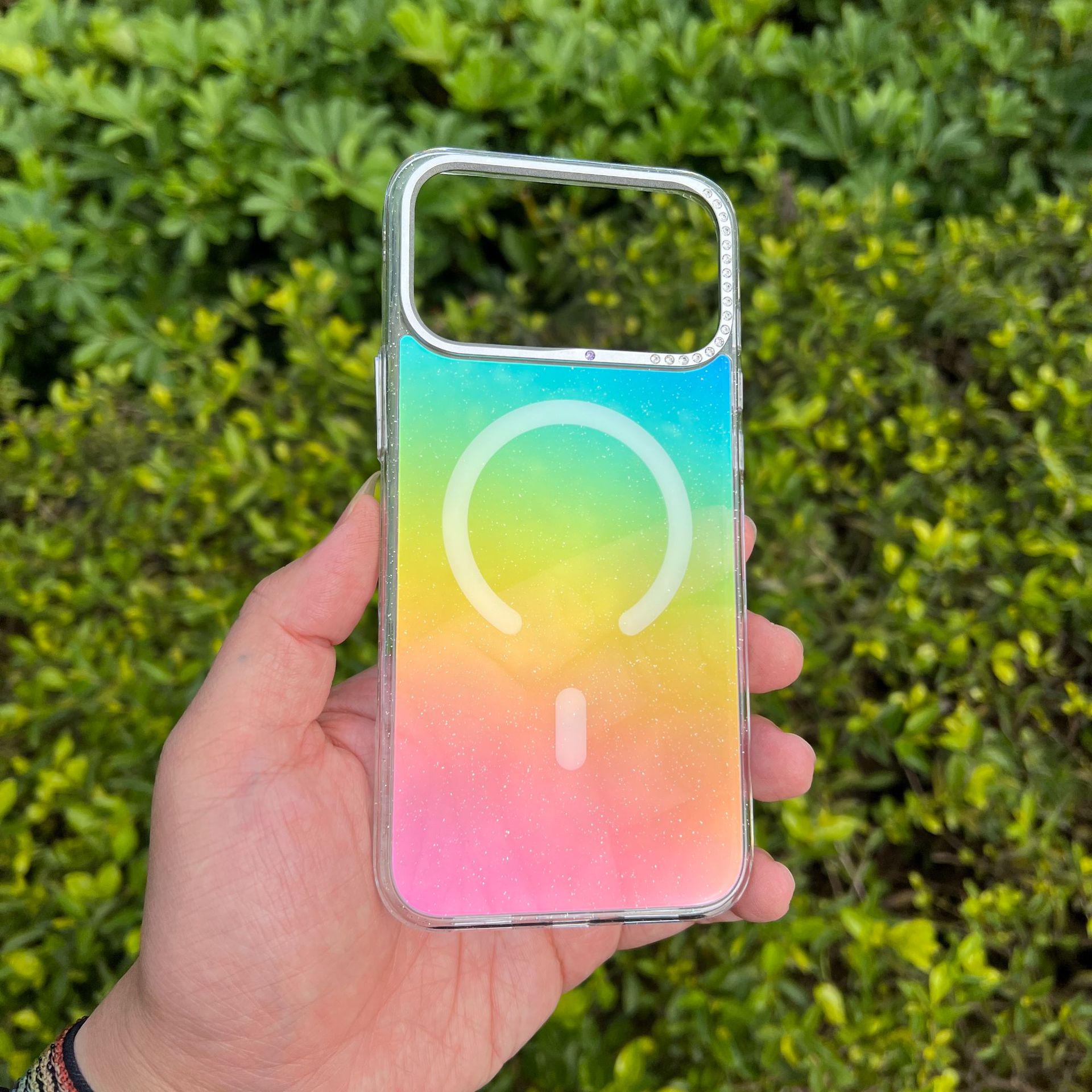iPhone 17 Pro Max Electroplated Gradient Rainbow Glass Phone Case 16 Pro Max