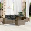 Vidaxl 5-Cz. Garden Lounge Set, Cushions, Grey PE Rattan