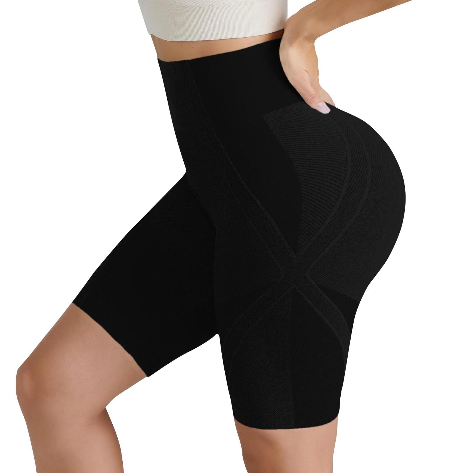 

Женские спортивные шорты персикового цвета с высокой талией, поднимающие бедра, узкие шорты для йоги L чёрный