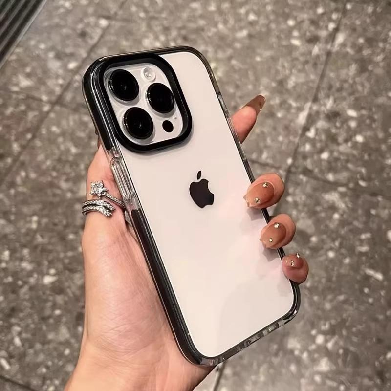 For iPhone 16 Pro Max Luxury Transparent Color Frame Phone Case For iPhone 15 14 13 12 11 Pro Max X Xs Xr Soft Protective Cover