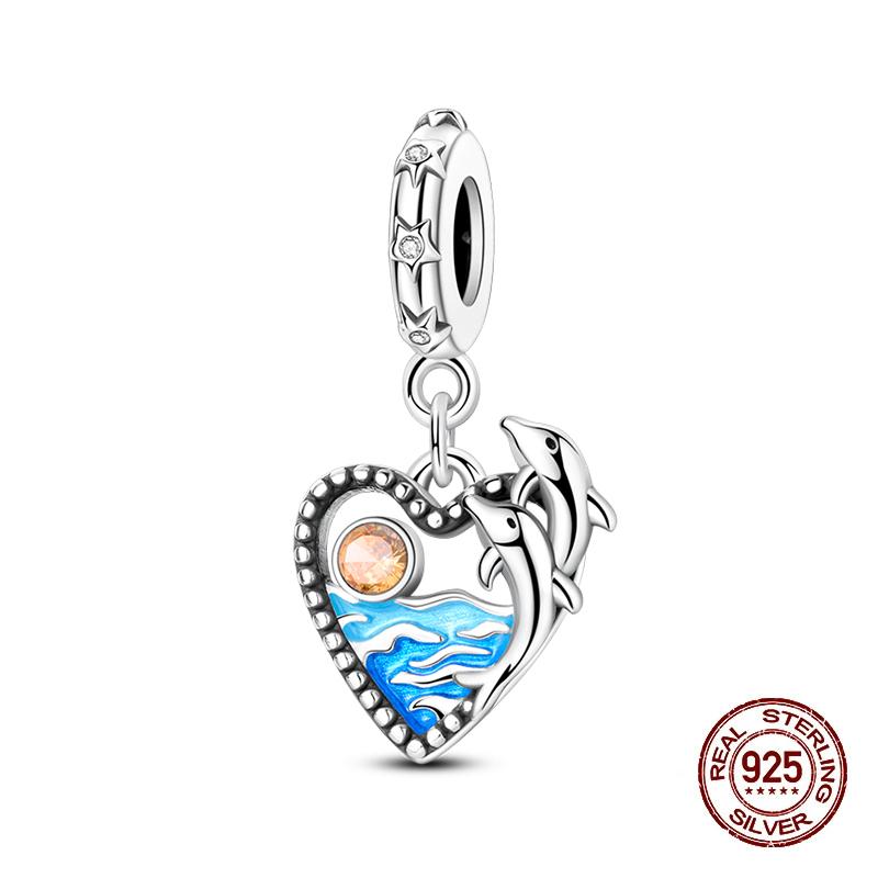 100 copper Blue Sea Animal Glow Butterfly Crab Charm Bead Charms Compatible With Pandach Authentic Bracelets Luxury Do It Yourself Jewellery