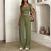 Ladies' Casual Slim Fit Two-piece Set With Short Sleeves And Long Pants