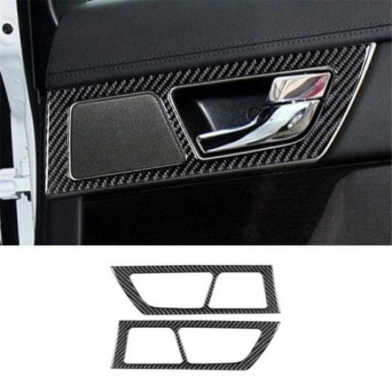 2Pcs Rear Door Handle Frame Trim Cover Carbon Fiber For Jaguar XF 2009-2011