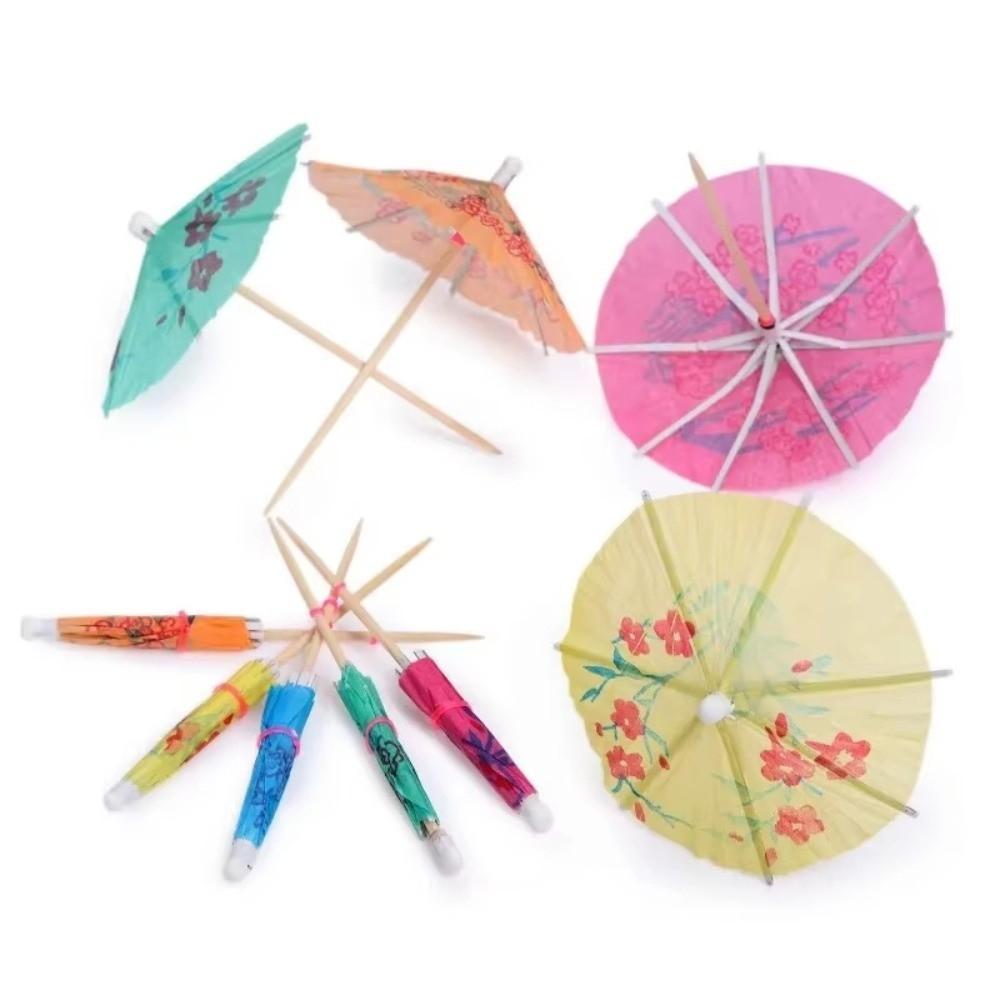 50pcs Hawaiian Paper Cocktail Parasols Toothpick Fruit Stick Drink Picks New Cake Sticks  Pool Party