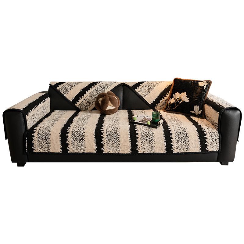Shu Cotton Velvet Sofa Cushion Autumn And Winter Non-Slip And Dirt-Resistant Seat Cushion Cross-Border  Thickened Plush Leather Sofa Cover Cover Cloth