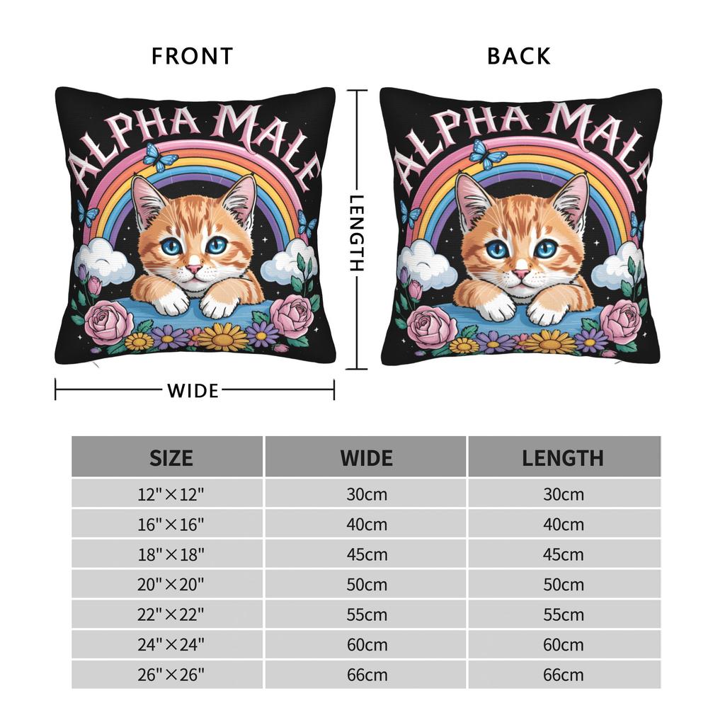 Alpha Male Cat Kitten Funny Pillow Covers Merchandise Printed Cushion Cover Gift Pillow Case Cover Home Multi-Size