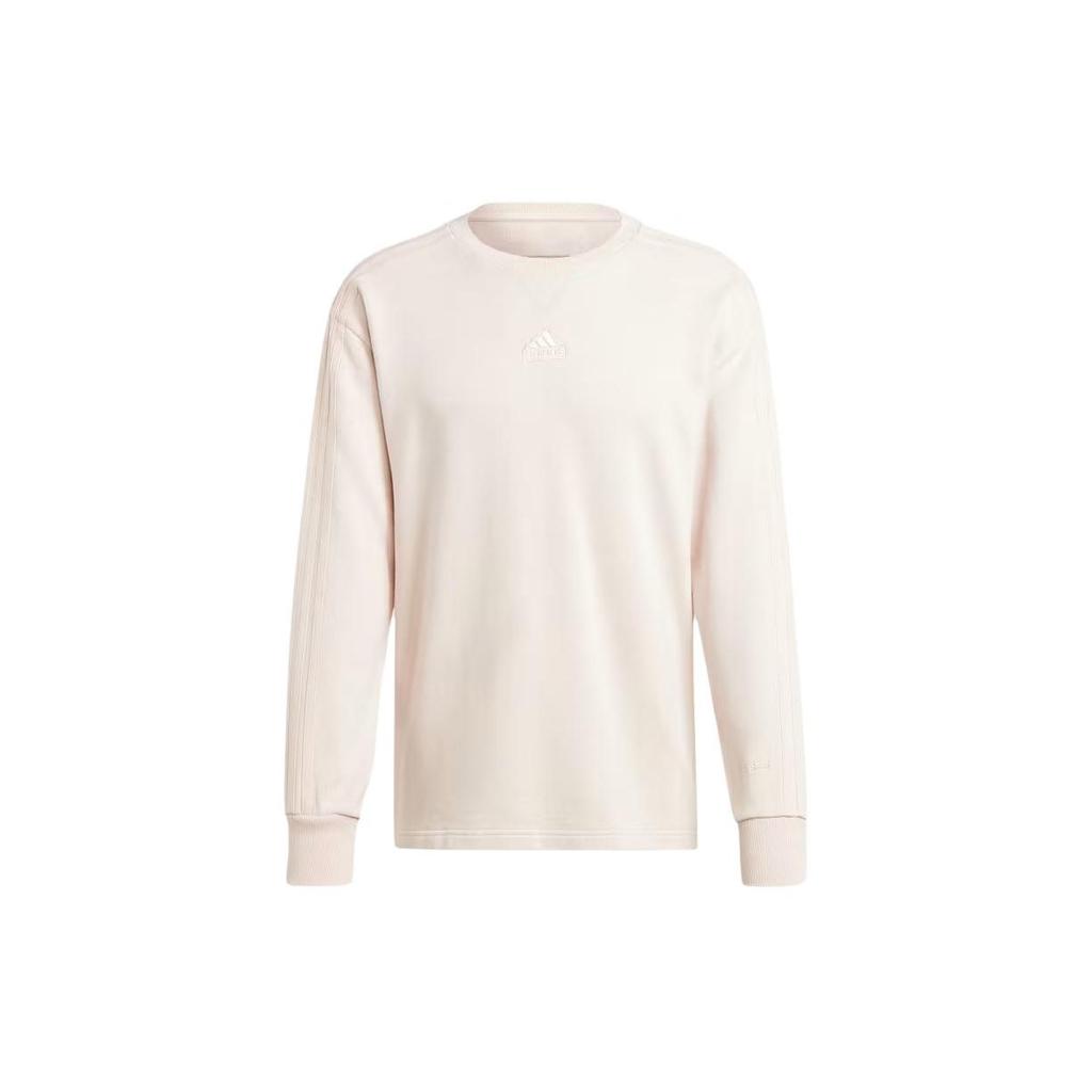 Adidas All Szn French Terry 3-Stripes Garment Wash Crew Sweatshirt Putty Mauve Men Streetwear IR5255