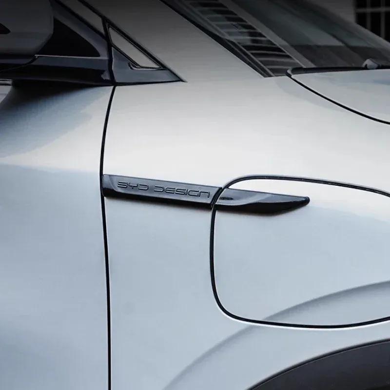 For BYD Yuan Plus ATTO 3 Car Body Fender Side Label Body Sticker Bright Black Carbon Fiber Pattern External Auto Accessories