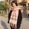 Cold Proof Women Mohair Plaid Scarf Thermal Fall Winter Neck Scarf Warm Tassel Shawl Wrap  Students