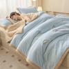 Sleeping Grid A-Class Double-Sided Milk Velvet Plush Cotton Embroidery Multifunctional Blanket