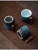 Exquisite Ceramic Tea & Coffee Cup with Wooden Handle - Gradient Glaze, Gift Box Set