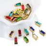 2pcs Luxury Zircon Birthstone Charm Stainless Steel PVD Gold Plated Pendant 4x10mm DIY Bracelet Necklace Jewelry Accessories