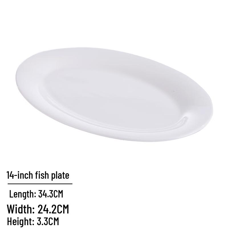 Pure White Oval Ceramic Fish Plate
