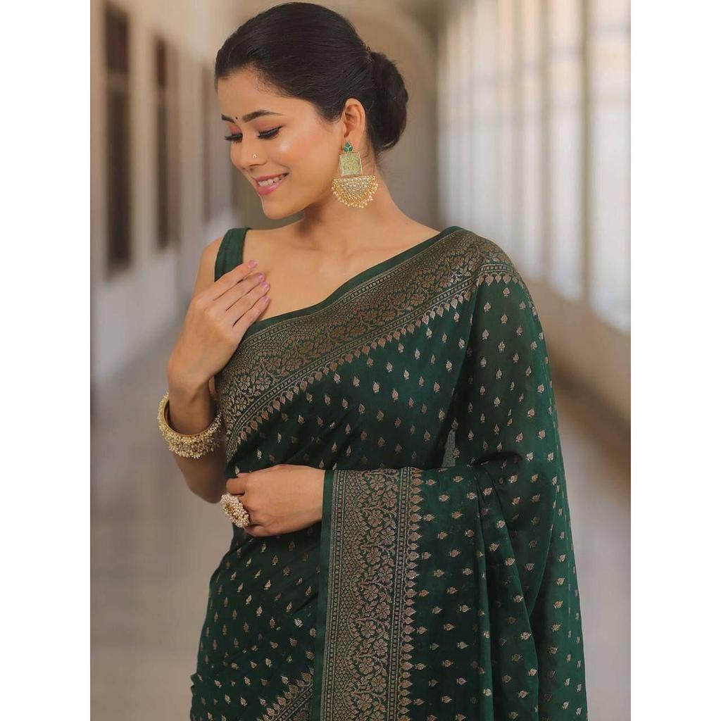 Elegant Soft Lichi Silk Jacquard Saree – Timeless Royal Grace Collection