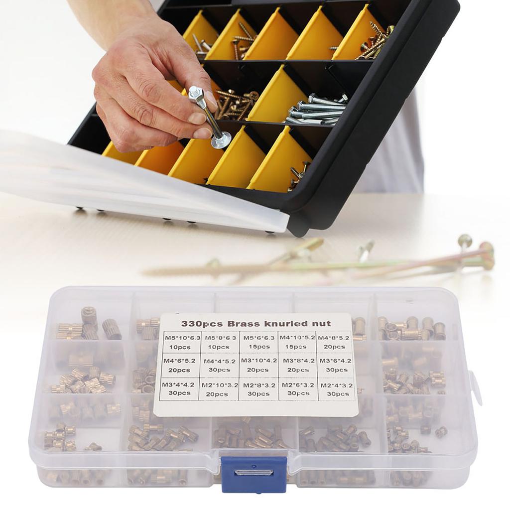 330 Stück M2 M3 M4 M5 Messing Einpressmutter Isoliersäule Rändel Einpressmutter Set
