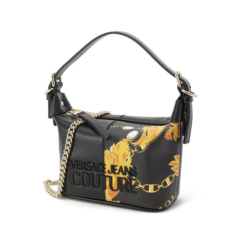 Versace Jeans Couture Corrente Estampada Poliéster Bolsa de Chifre Bolsas Femininas Preto 75VA4BP4-ZS820-G89