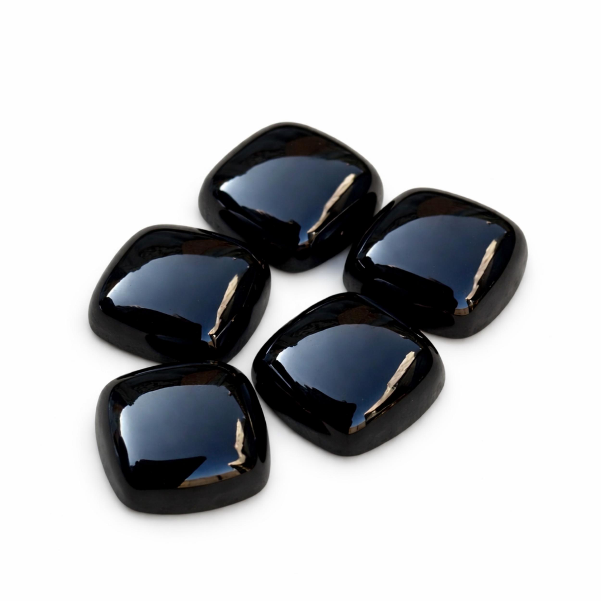 AAA+ Natural Black Onyx Square Cushion Cabochon, Flat Back High Quality Gemstone, Classic Onyx Stone for Jewelry Making 5mm чёрный