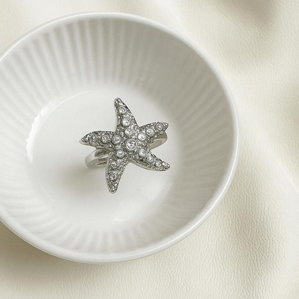 Geometric Metal Starfish Ring Korean Style Vintage Finger Buckle Geometric Open Ring  Men