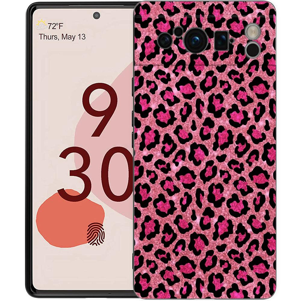 Leopard Cheetah print Phone Case For Google Pixel 8 7 6 Pro 8A 6A 7A 5G Soft Silicone Shockproof TPU Black Cover Fundas