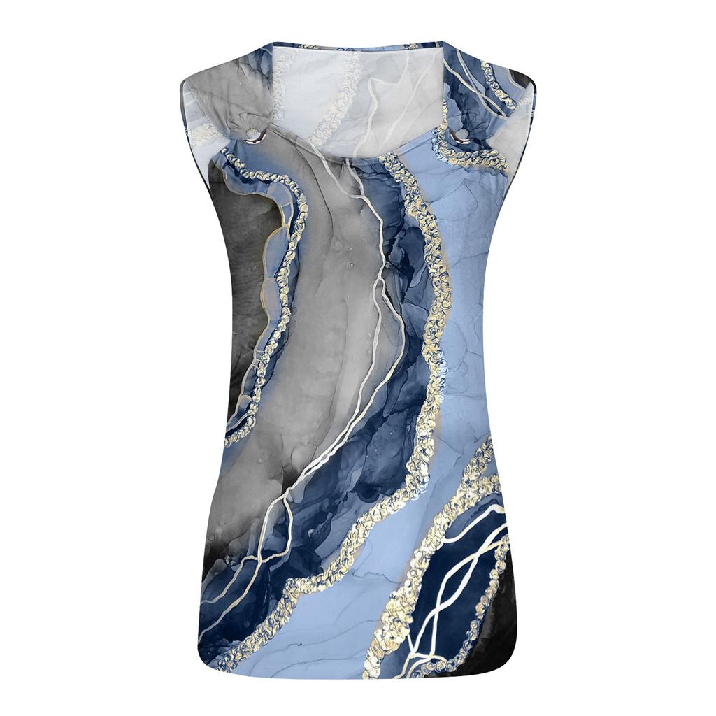 Dámské tílko s výstřihem do V Basic Potištěné Ležérní Splývavé léto Bez rukávů Topy s hlubokým bočním střihem pro ženy