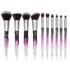 10-Piece Diamond Crystal Makeup Brush Set with Acrylic Handles