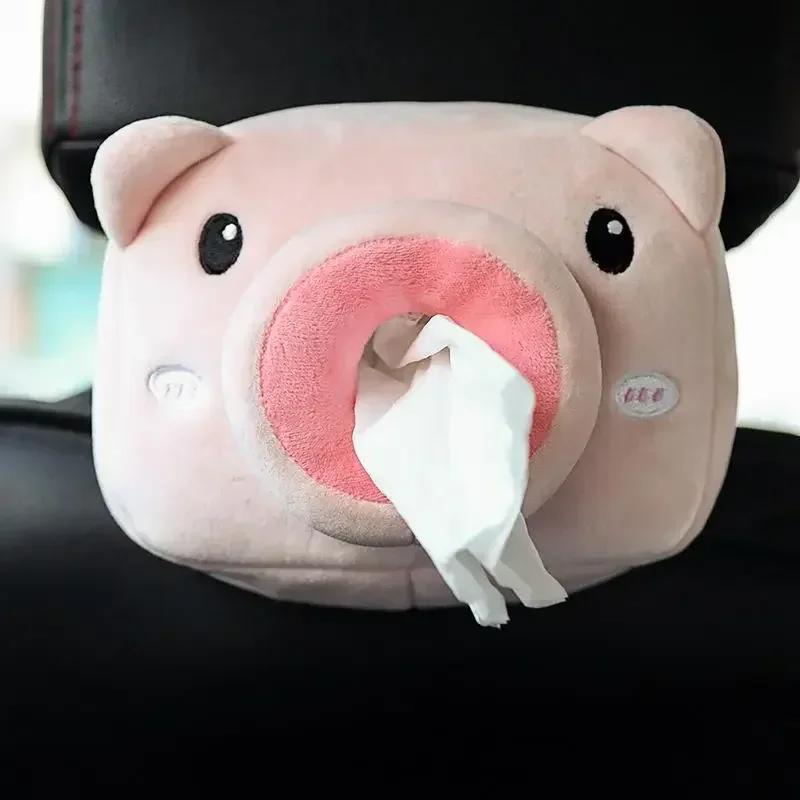 Car Tissue Box New Cute Cartoon Plush Napkin Holder Universal Auto Home Room Paper Case Animal Decoration Bracket Accessories