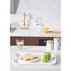 Blue Boat 16.5" x 11.5" Serving Trays Set of 2 White, Dinner Tray, Light Weight Easy to Clean Sturdy Stackable Melamine Serving Tray with Handle,