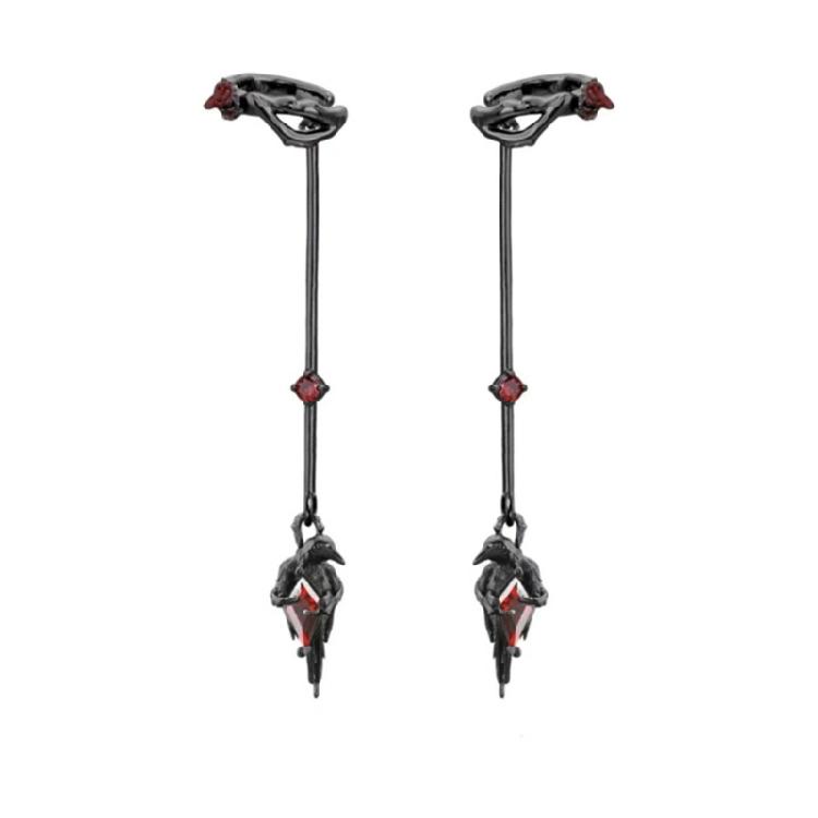 Mysterious Animal Ear Cuff Clip On Dark Jewelry Unisex Gothic With Rose Detail Stylish Eardrop Earhook Pendant Gift