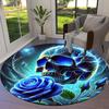 1pc Office Carpet Chair Mats Blue Rose Skull Artwork Perfect for Decorating Office Chairs, Living Rooms, Or Bedrooms