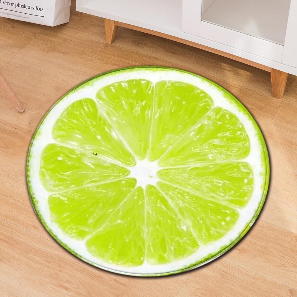 Vzor plátků ovoce Kulatý koberec Obývací pokoj Ložnice Protiskluzový Pratelný Dekorativní kobereček Podložka pod počítačovou židli Měkká hrací podložka pro miminka