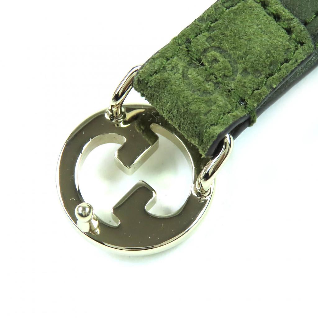 Excellent GUCCI Belt Interlocking G Buckle GGPattern Suede Leather Narrow Belt 768431 Used