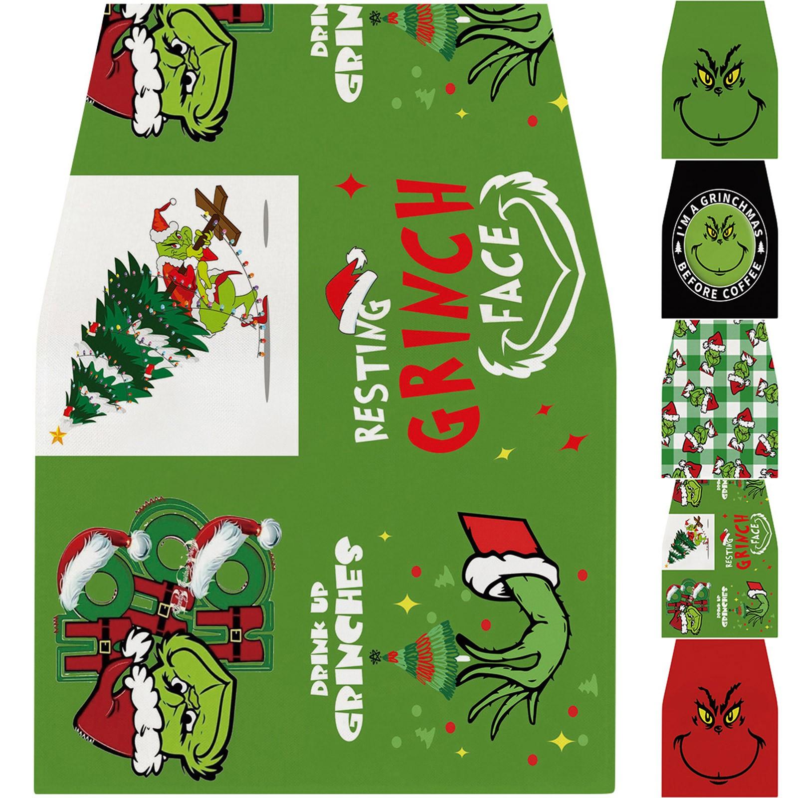 

Льняная зеленая рождественская дорожка для стола Веселая скатерть Рождественские украшения для праздничного стола