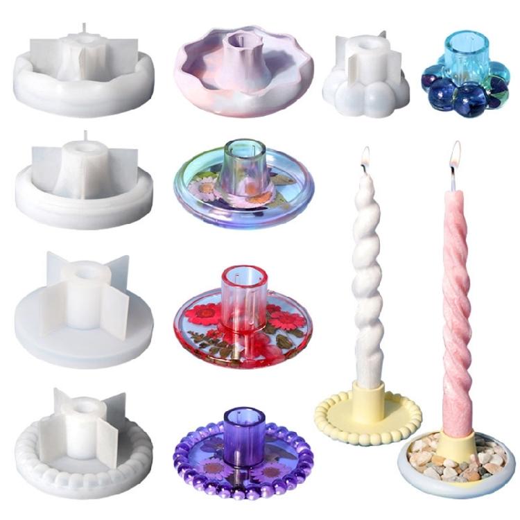 Round Candlestick Mold Color Concentrate Holder Mold Gypsum Candle Holder Mold