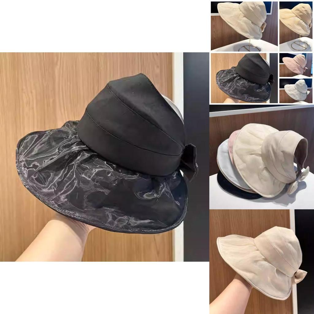 Fashionable Women's Summer Sun Hat With Big Brim Butterfly Bow Outdoor Cycling Sun-shading Cap