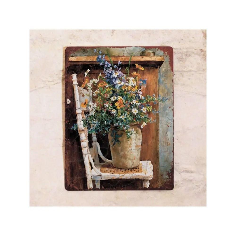 Vintage Floral Metal Sign 20x30cm Wall Decor