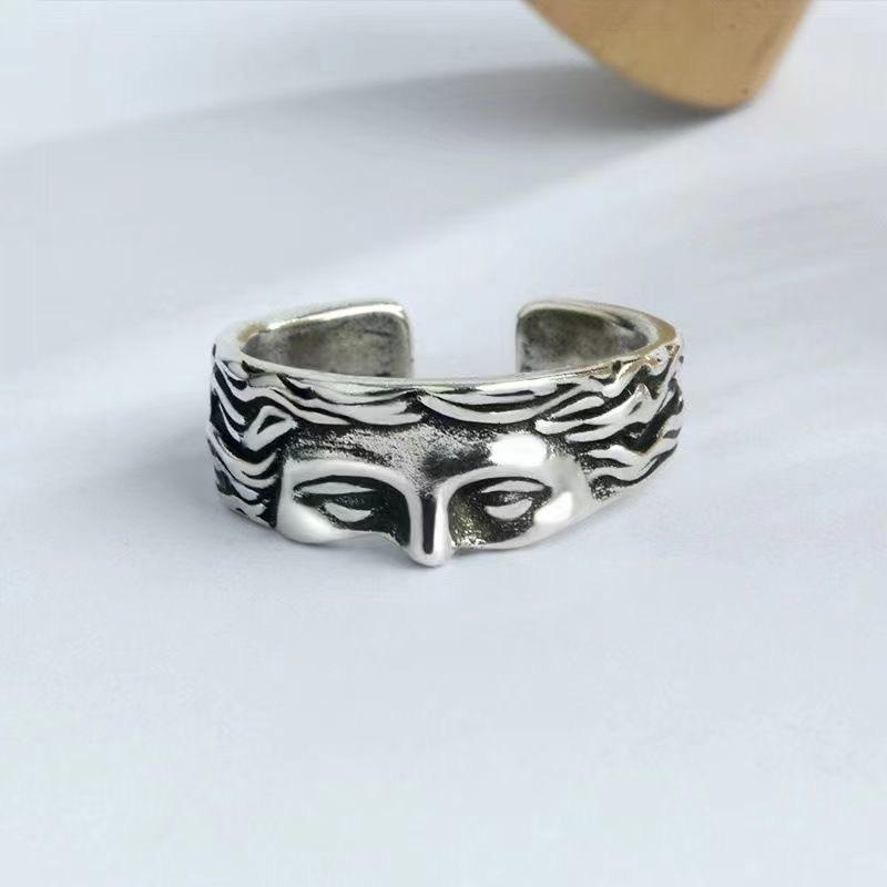 Creative Half Mask Retro Ring, Unisex Cool Style Fashionable Opening Adjustable Ring Fashion Jewelry