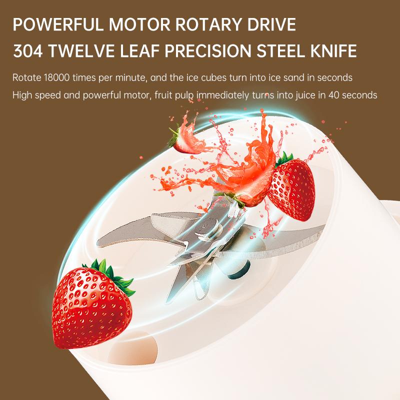 JuiCer Elétrico Portátil Grande Potência Com Um Canudo 12-Folhas De Aço Faca Copo Carregamento Sem Fio