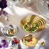Hot 1PC Thickened New Stainless Steel Disc Golden Cafe Tray Dining Disc Fruit Meat Dessert High Quality Round Plate Shallow Tray